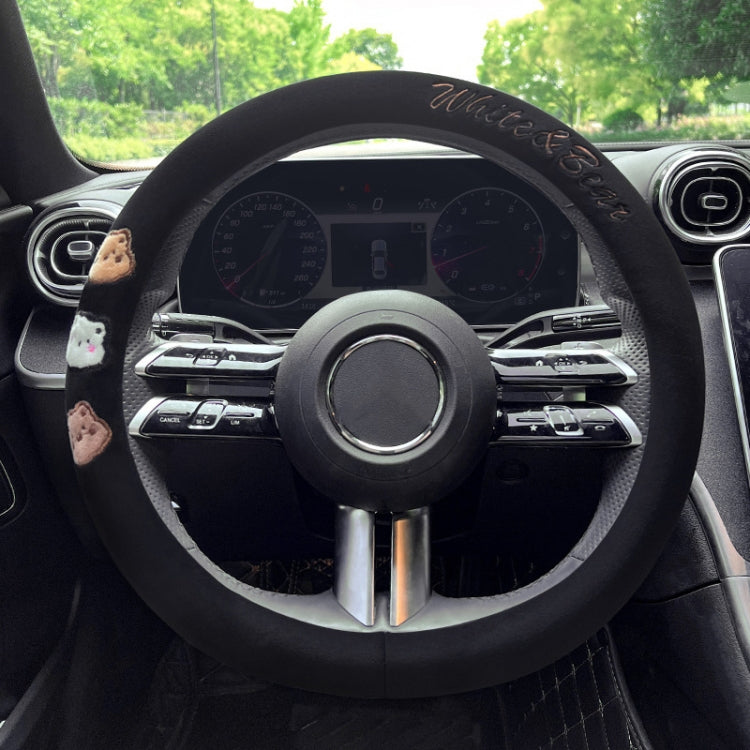 Round Style Car Universal Cartoon Pattern Plush Warm Anti-skid Steering Wheel Cover, Diameter: 38cm (Black) - Steering Wheel Accessories by PMC TechLife | Online Shopping South Africa | PMC TechLife | Buy Now Pay Later Mobicred