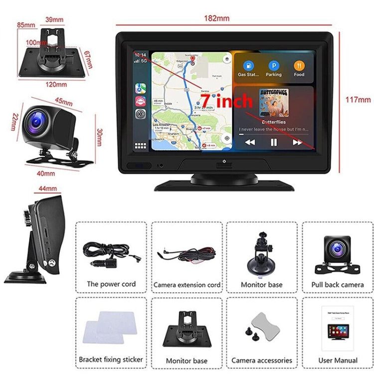P702D 7 inch Portable Touch Display Wireless Car Navigator Dual-lens Smart Driving Recorder - Car DVRs by PMC TechLife | Online Shopping South Africa | PMC TechLife | Buy Now Pay Later Mobicred