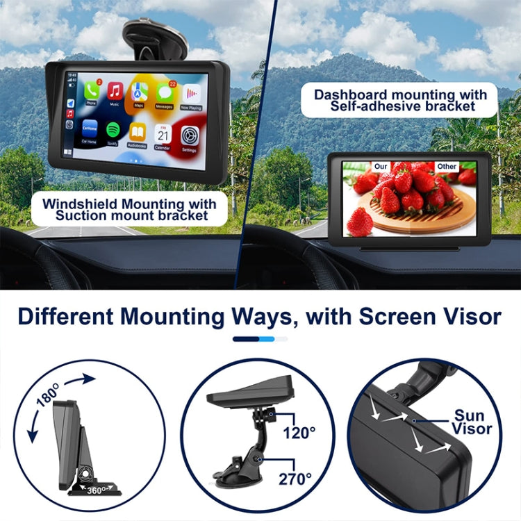 P701S 7 inch Portable Touch Display Wireless Car Navigator Smart CarPlay Bluetooth Reversing Image - Car DVRs by PMC TechLife | Online Shopping South Africa | PMC TechLife | Buy Now Pay Later Mobicred