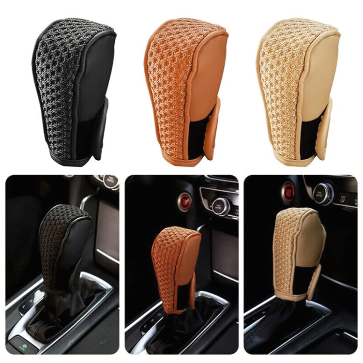 Universal Car PU + Ice Silk Gear Shift Knob Protective Cover (Beige) - Shift Knob by PMC TechLife | Online Shopping South Africa | PMC TechLife | Buy Now Pay Later Mobicred