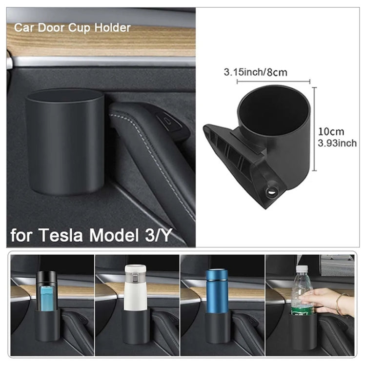 For Tesla Model Y / 3 2pcs / Set Car Door Main Driver & Co-pilot Water Cup Storage Holder - Car Drink Holders by PMC TechLife | Online Shopping South Africa | PMC TechLife | Buy Now Pay Later Mobicred