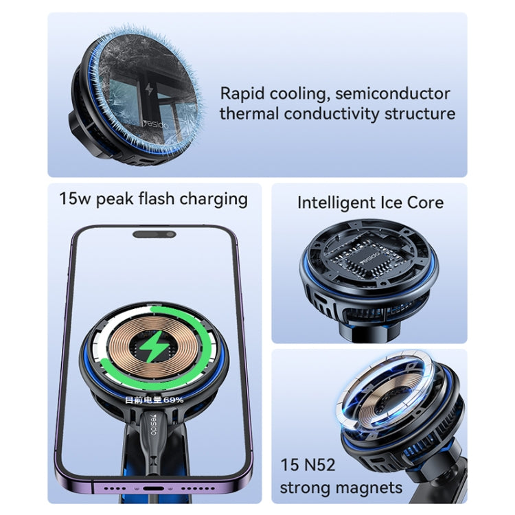 Yesido C311 Semiconductor Cooling 15W Magnetic Wireless Charging Car Holder (Black) - free shipping - PMC TechLife - Order now!