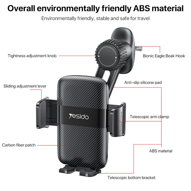 Yesido C242 Adjustable Car Air Vent Mechanical Phone Clip Holder - Universal Car Holders by Yesido | Online Shopping South Africa | PMC TechLife | Buy Now Pay Later Mobicred