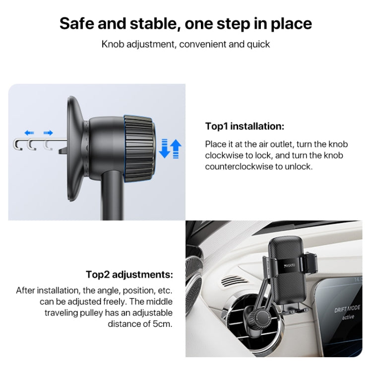 Yesido C242 Adjustable Car Air Vent Mechanical Phone Clip Holder - Universal Car Holders by Yesido | Online Shopping South Africa | PMC TechLife | Buy Now Pay Later Mobicred