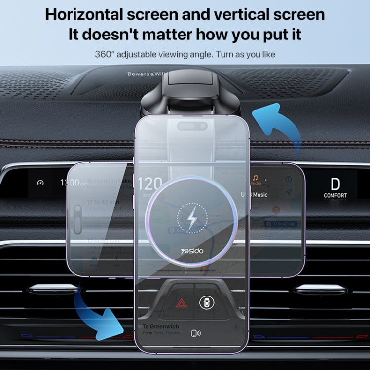 Yesido C292 15W Magnetic Suction Wireless Charging Car Holder - free shipping - PMC TechLife - Order now!