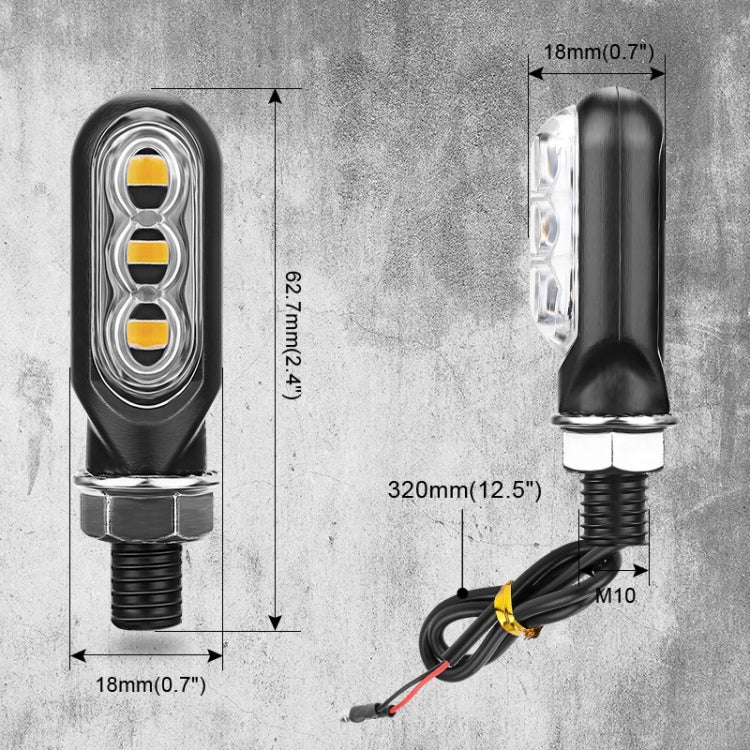 2pcs 12V 3LEDs Motorcycle Mini Water Turn Signal Light (Black) - Signal Lights by PMc TechLife | Online Shopping South Africa | PMc TechLife | Buy Now Pay Later Mobicred