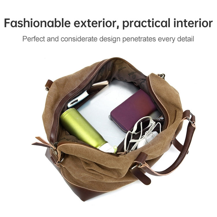 AUGUR 2012 Portable Casual Canvas Travel Handbag Baggage Shoulder Crossby Bag(Coffee) - Handbags by AUGUR | Online Shopping South Africa | PMC TechLife | Buy Now Pay Later Mobicred