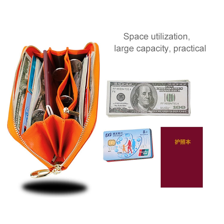 906 Antimagnetic RFID Litchi Texture Women Large Capacity Hand Wallet Purse Phone Bag with Card Slots(Yellow) - free shipping - PMC Jewellery - Order now!