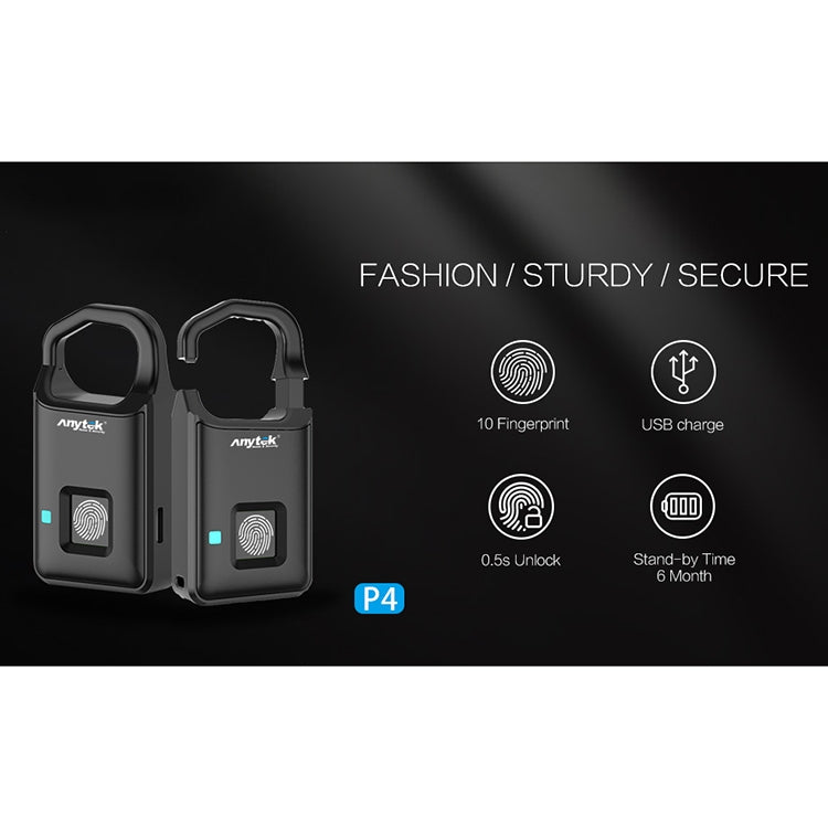 Anytek P4 3.7V Micro USB Charging Semiconductor Fingerprint Sensing Small Padlock - free shipping - PMC TechLife - Order now!