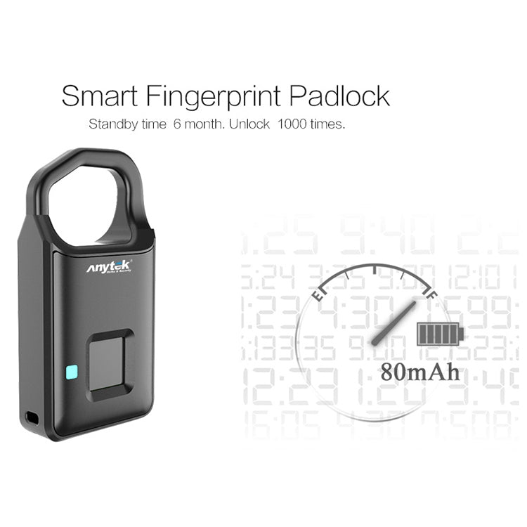 Anytek P4 3.7V Micro USB Charging Semiconductor Fingerprint Sensing Small Padlock - free shipping - PMC TechLife - Order now!