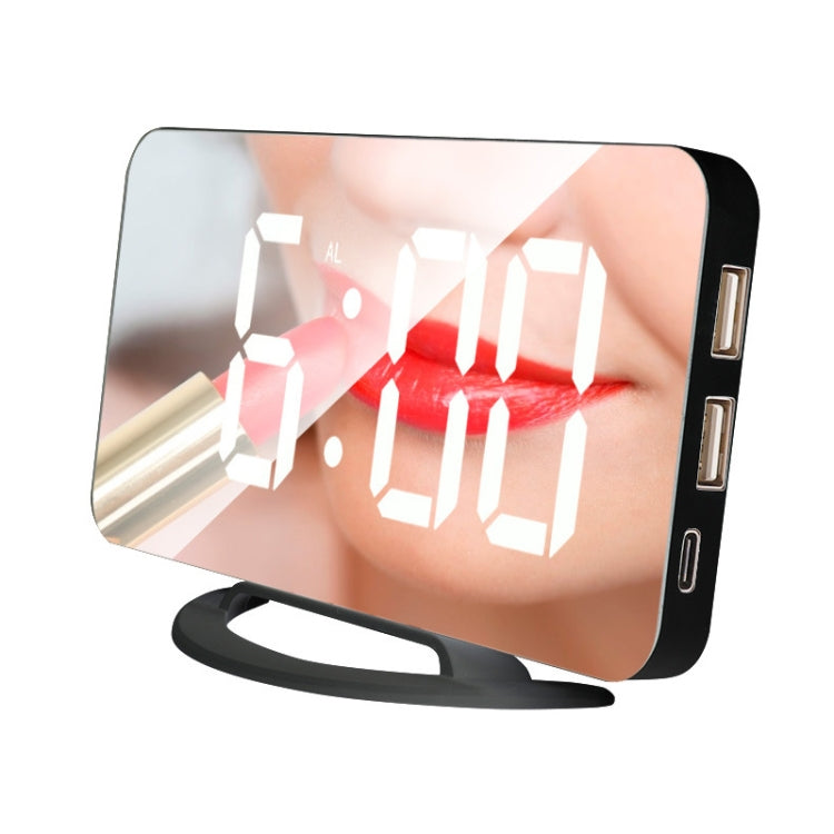 TS-8201-HW Multifunctional LED Makeup Mirror Desk Clock Automatic Photosensitive Electronic Alarm(Black) - Alarm Clocks by PMc TechLife | Online Shopping South Africa | PMc TechLife | Buy Now Pay Later Mobicred