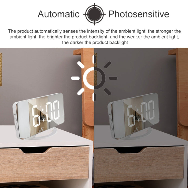 TS-8201-HW Multifunctional LED Makeup Mirror Desk Clock Automatic Photosensitive Electronic Alarm(Black) - Alarm Clocks by PMc TechLife | Online Shopping South Africa | PMc TechLife | Buy Now Pay Later Mobicred