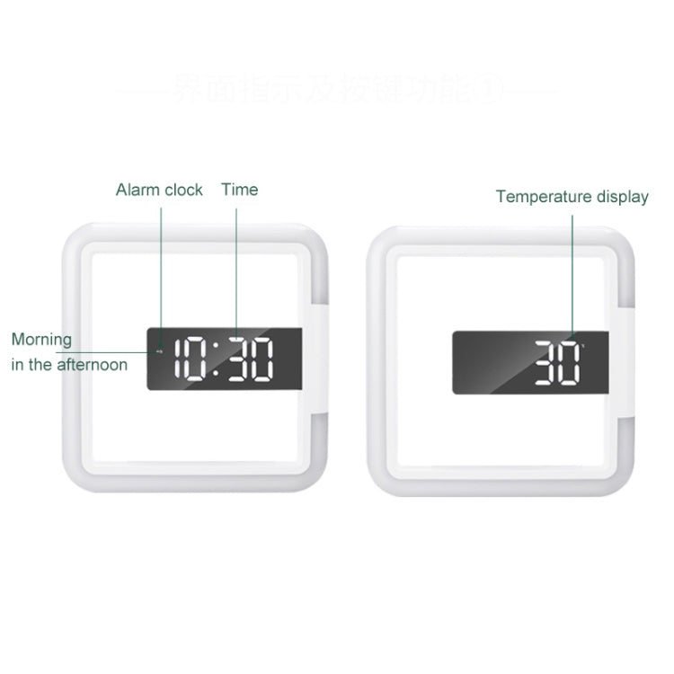 TS-S28-W Multifunctional Square RGB Thermometer Digital Alarm Clock LED Mirror Hollow Wall Clock - Alarm Clocks by PMc TechLife | Online Shopping South Africa | PMc TechLife | Buy Now Pay Later Mobicred