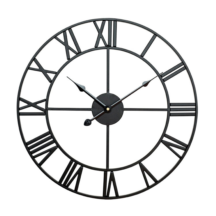 40cm Retro Living Room Iron Round Roman Numeral Mute Decorative Wall Clock (Black) - Wall Clock by PMc TechLife | Online Shopping South Africa | PMc TechLife | Buy Now Pay Later Mobicred