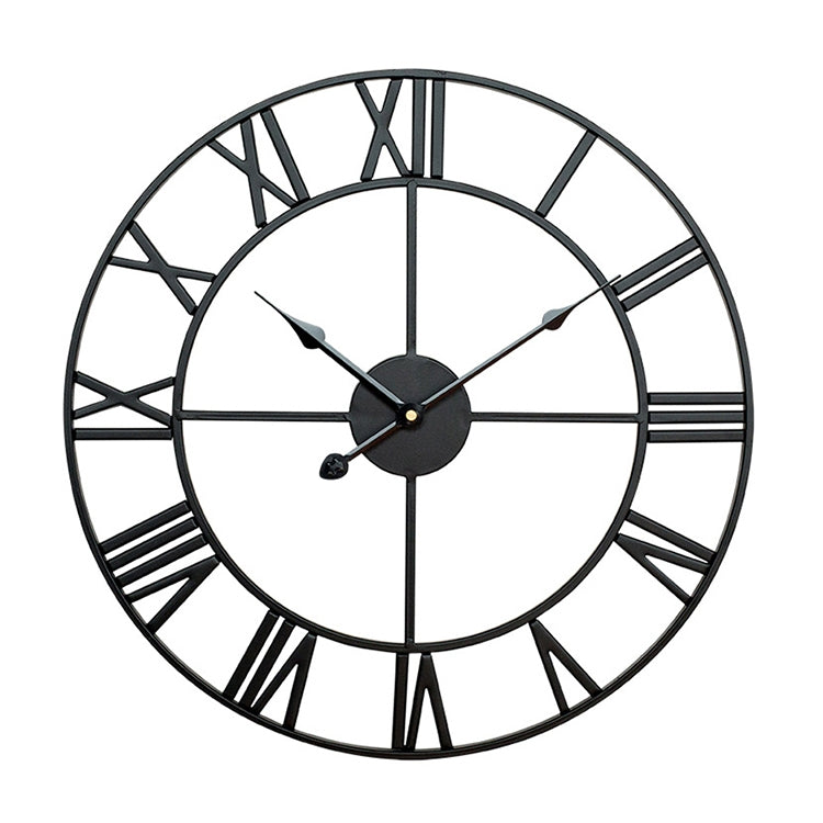45cm Retro Living Room Iron Round Roman Numeral Mute Decorative Wall Clock (Black) - Wall Clock by PMc TechLife | Online Shopping South Africa | PMc TechLife | Buy Now Pay Later Mobicred