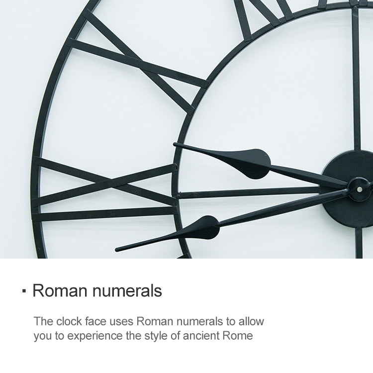 45cm Retro Living Room Iron Round Roman Numeral Mute Decorative Wall Clock (Black) - Wall Clock by PMc TechLife | Online Shopping South Africa | PMc TechLife | Buy Now Pay Later Mobicred