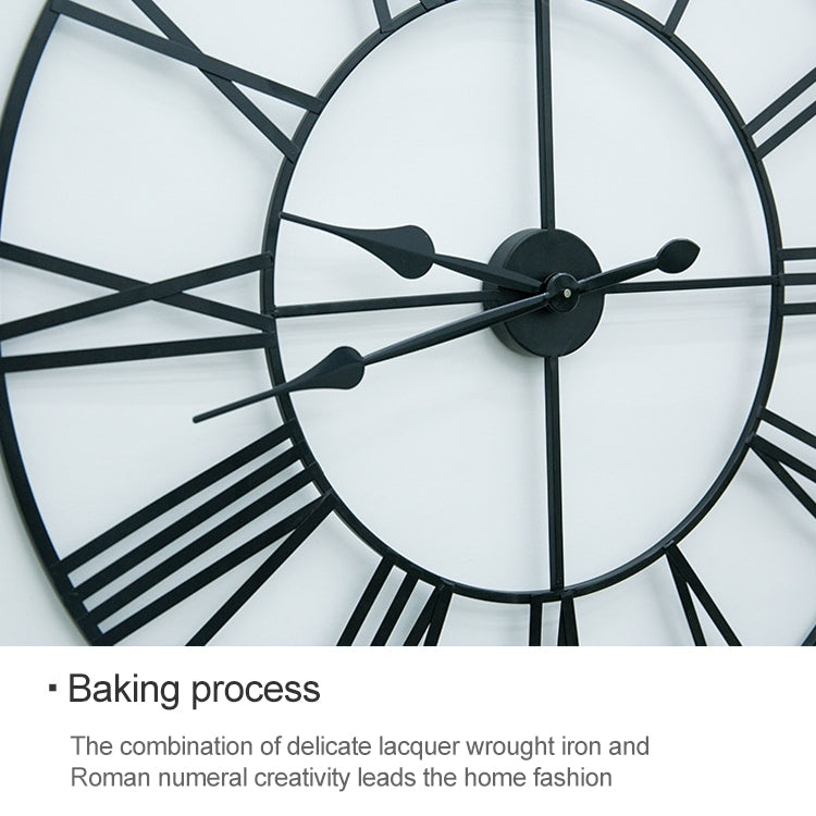 50cm Retro Living Room Iron Round Roman Numeral Mute Decorative Wall Clock (Black) - Wall Clock by PMc TechLife | Online Shopping South Africa | PMc TechLife | Buy Now Pay Later Mobicred