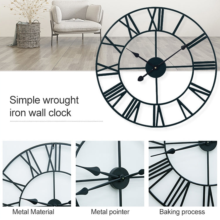 60cm Retro Living Room Iron Round Roman Numeral Mute Decorative Wall Clock (White) - Wall Clock by PMc TechLife | Online Shopping South Africa | PMc TechLife | Buy Now Pay Later Mobicred