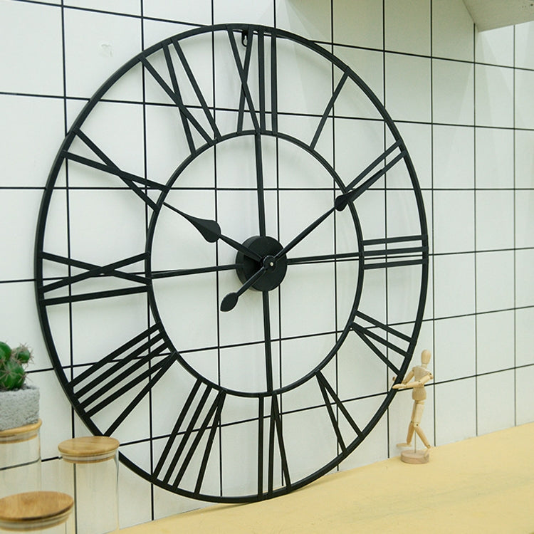 60cm Retro Living Room Iron Round Roman Numeral Mute Decorative Wall Clock (White) - Wall Clock by PMc TechLife | Online Shopping South Africa | PMc TechLife | Buy Now Pay Later Mobicred