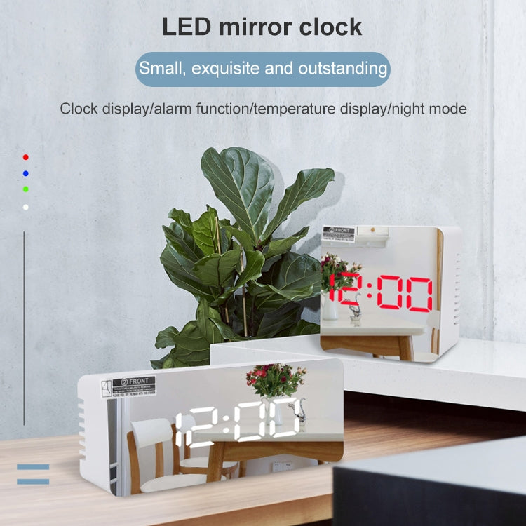 TS-S69-HW Multifunctional LED Alarm Clock Battery / Plug-in Charging Dual-purpose Make-up Mirror Clock(Grey White) - Alarm Clocks by PMc TechLife | Online Shopping South Africa | PMc TechLife | Buy Now Pay Later Mobicred