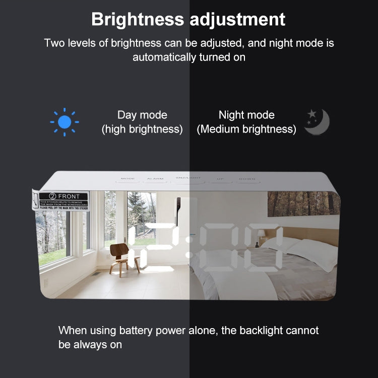 TS-S69-HW Multifunctional LED Alarm Clock Battery / Plug-in Charging Dual-purpose Make-up Mirror Clock(Grey White) - Alarm Clocks by PMc TechLife | Online Shopping South Africa | PMc TechLife | Buy Now Pay Later Mobicred