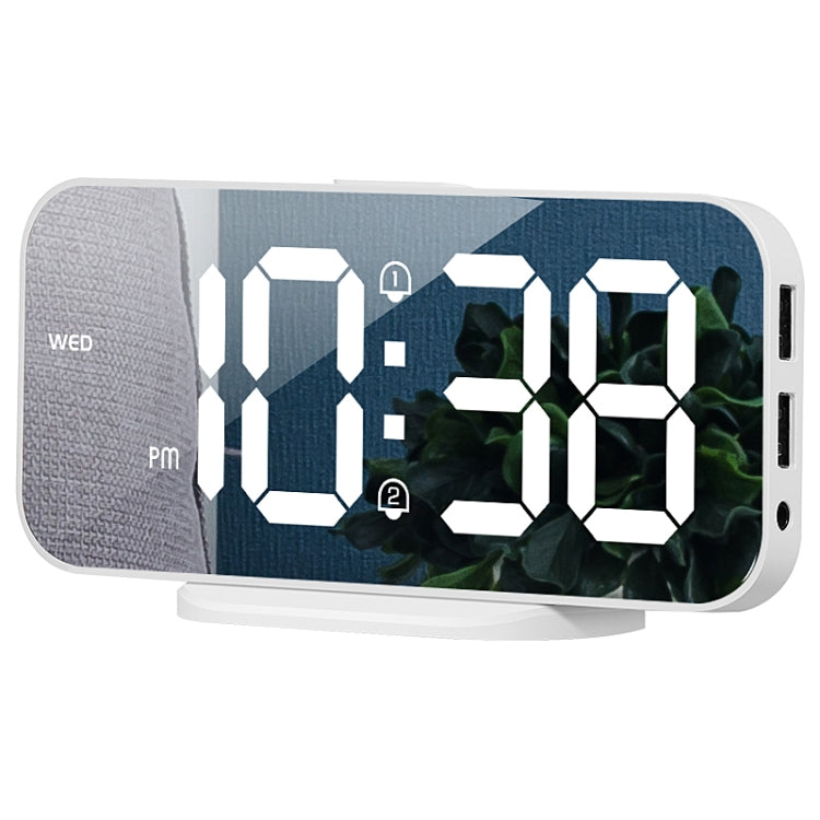 8821 LED Mirror Dual-purpose Snooze Alarm Clock (White) - Novelty Clock by PMc TechLife | Online Shopping South Africa | PMc TechLife | Buy Now Pay Later Mobicred