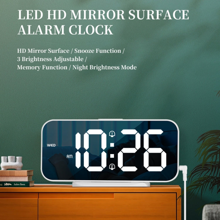 8821 LED Mirror Dual-purpose Snooze Alarm Clock (White) - Novelty Clock by PMc TechLife | Online Shopping South Africa | PMc TechLife | Buy Now Pay Later Mobicred