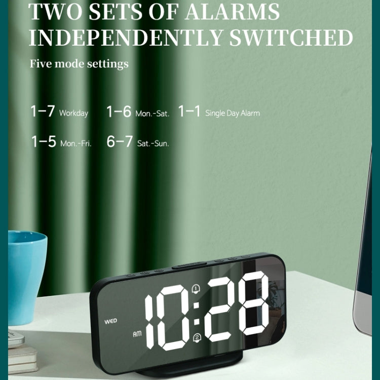 8821 LED Mirror Dual-purpose Snooze Alarm Clock (White) - Novelty Clock by PMc TechLife | Online Shopping South Africa | PMc TechLife | Buy Now Pay Later Mobicred