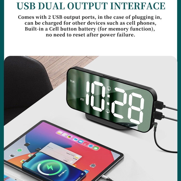 8821 LED Mirror Dual-purpose Snooze Alarm Clock (White) - Novelty Clock by PMc TechLife | Online Shopping South Africa | PMc TechLife | Buy Now Pay Later Mobicred