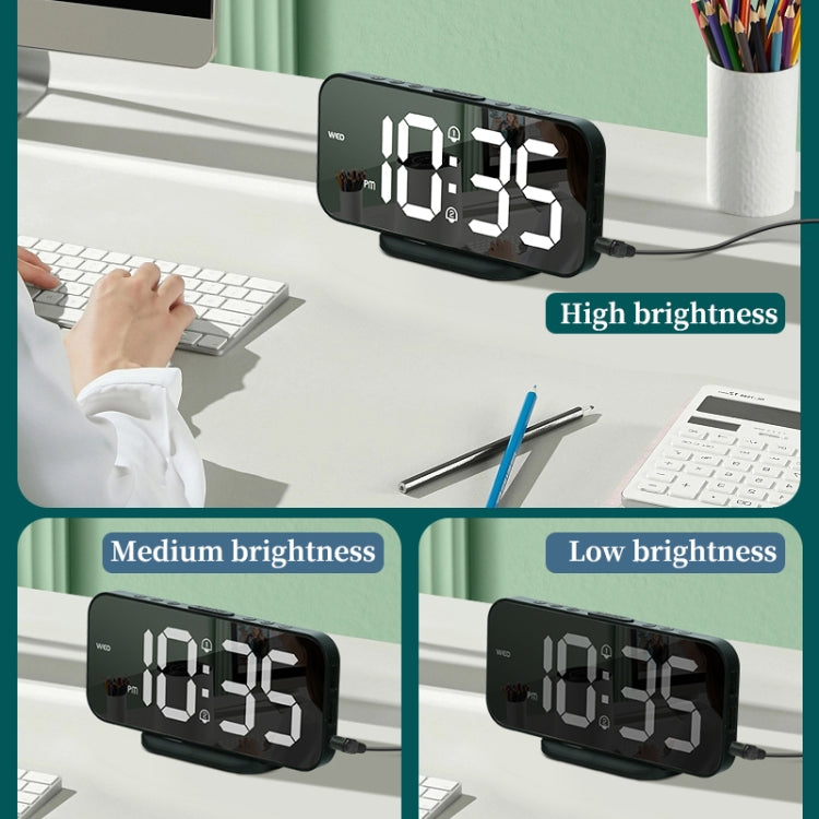 8821 LED Mirror Dual-purpose Snooze Alarm Clock(Black) - Novelty Clock by PMc TechLife | Online Shopping South Africa | PMc TechLife | Buy Now Pay Later Mobicred