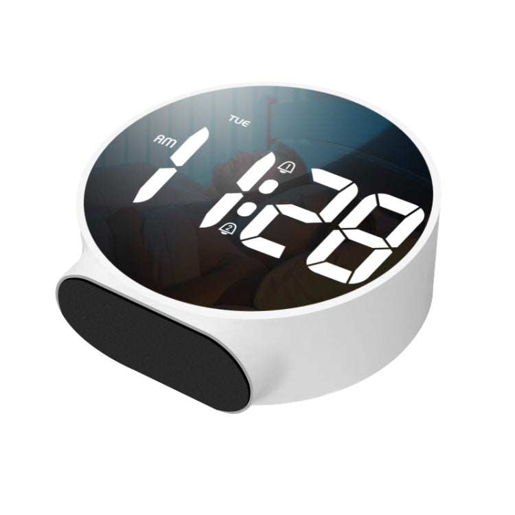 8816 LED Mirror Round Dual-purpose Alarm Clock (White) - Novelty Clock by PMc TechLife | Online Shopping South Africa | PMc TechLife | Buy Now Pay Later Mobicred