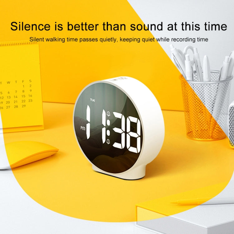 8816 LED Mirror Round Dual-purpose Alarm Clock (White) - Novelty Clock by PMc TechLife | Online Shopping South Africa | PMc TechLife | Buy Now Pay Later Mobicred