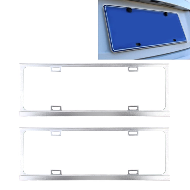 2 PCS Car License Plate Frames Car Styling License Plate Frame Magnesium Alloy Universal License Plate Holder Car Accessories(Silver) - License Plate Covers & Frames by PMC TechLife | Online Shopping South Africa | PMC TechLife | Buy Now Pay Later Mobicred
