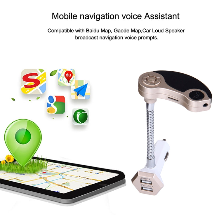 GT86 Dual USB Charger Car Bluetooth FM Transmitter Kit, Support LCD Display / TF Card Music Play / Hands-free(Gold) - free shipping - PMC TechLife - Order now!