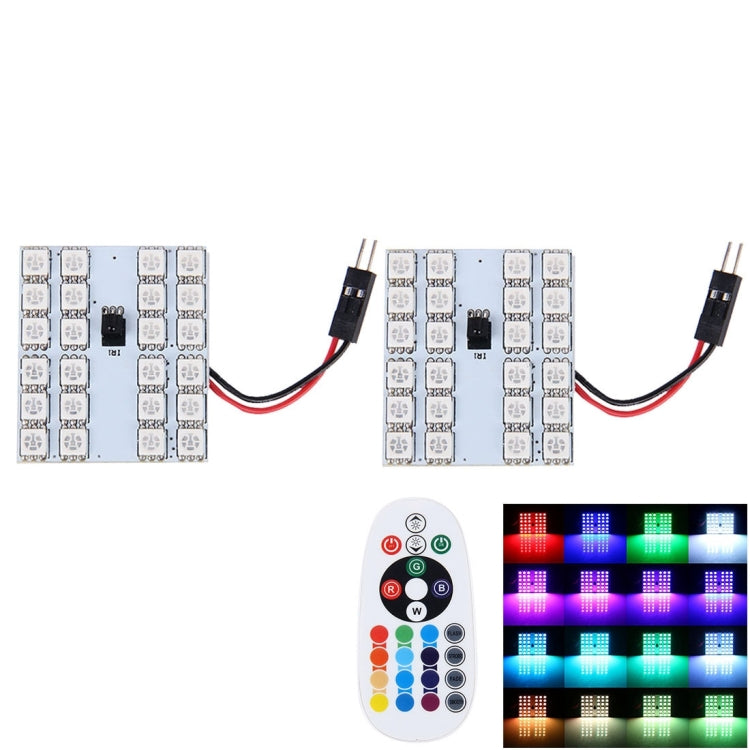 2 PCS Colorful 41MM T10 + Bicuspid Port Remote Control Car Dome Lamp LED Reading Light with 24 LED Lights - Dome Lights by PMC TechLife | Online Shopping South Africa | PMC TechLife | Buy Now Pay Later Mobicred