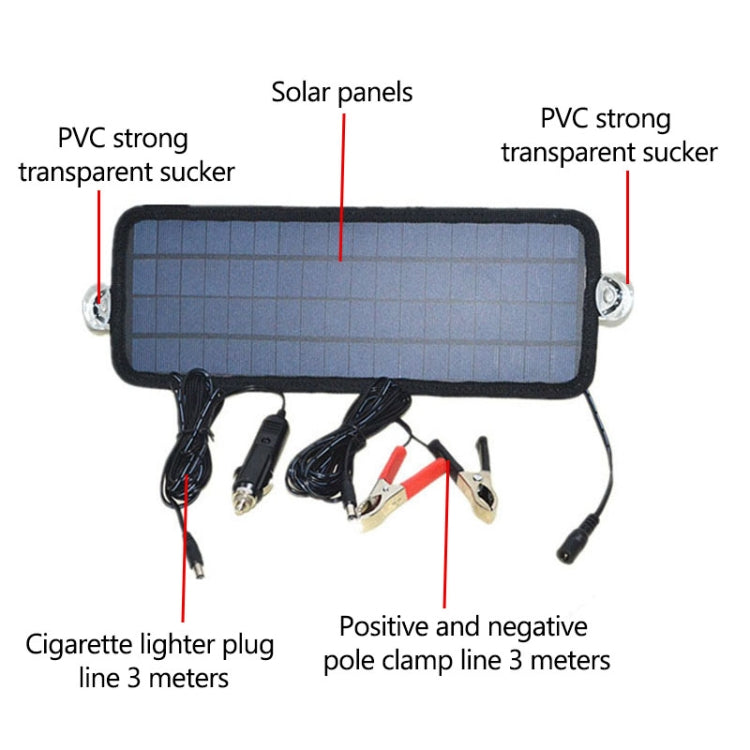 4.5W Portable Car Automobile Boat Battery Solar Cells Rechargeable Power Battery Charger - Booster Cable & Clip by PMC TechLife | Online Shopping South Africa | PMC TechLife | Buy Now Pay Later Mobicred