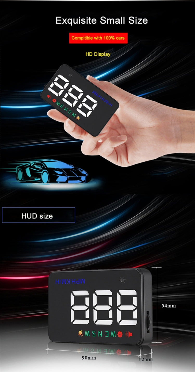 Geyiren A5 HUD 3.5 inch Car Head Up Display with GPS System, Two Mode Display, Light Sensors, KM/h MPH Speed, Compass, Speed Alarm(Black) - Head Up Display System by PMC TechLife | Online Shopping South Africa | PMC TechLife | Buy Now Pay Later Mobicred