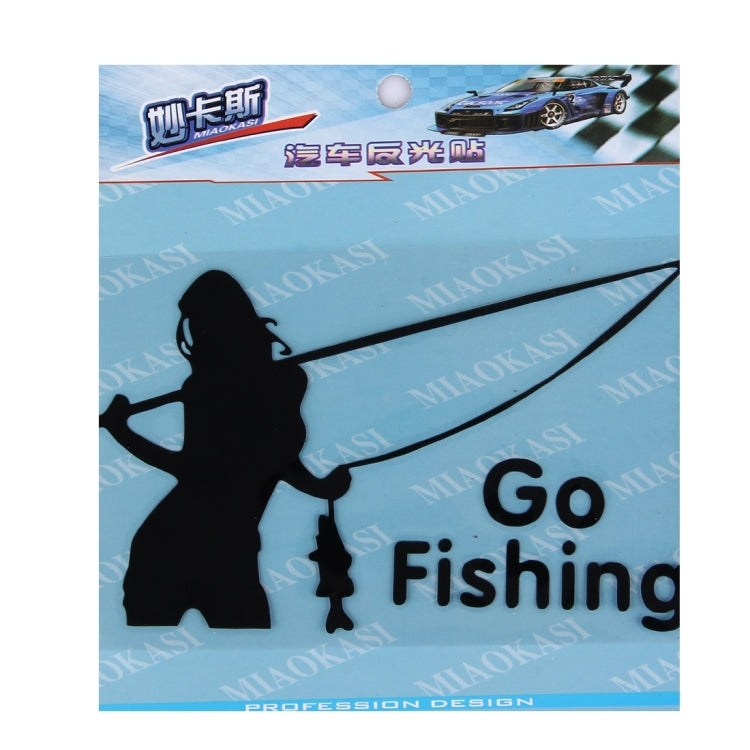 10 PCS Beauty Go Fishing Styling Reflective Car Sticker, Size: 14cm x 8.5cm(Black) - Decorative Sticker by PMC TechLife | Online Shopping South Africa | PMC TechLife | Buy Now Pay Later Mobicred