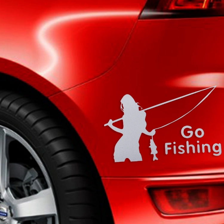 10 PCS Beauty Go Fishing Styling Reflective Car Sticker, Size: 14cm x 8.5cm(Silver) - Decorative Sticker by PMC TechLife | Online Shopping South Africa | PMC TechLife | Buy Now Pay Later Mobicred