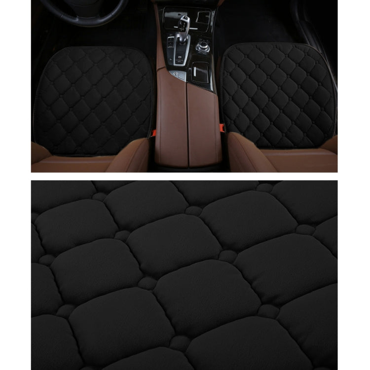3 PCS / Set Luxurious Warm Car Seat Cover Cushion Universal Front Back Seat Covers Car Non-slip Chair Pad Warm Car Mats No Back Plush Cushion(Black) - Seat Accessories by PMC TechLife | Online Shopping South Africa | PMC TechLife | Buy Now Pay Later Mobicred