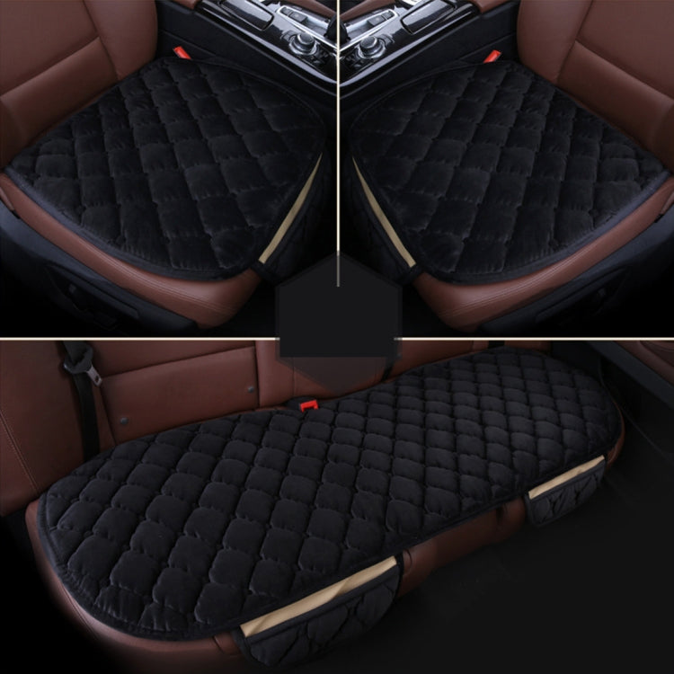 3 PCS / Set Luxurious Warm Car Seat Cover Cushion Universal Front Back Seat Covers Car Non-slip Chair Pad Warm Car Mats No Back Plush Cushion(Black) - Seat Accessories by PMC TechLife | Online Shopping South Africa | PMC TechLife | Buy Now Pay Later Mobicred
