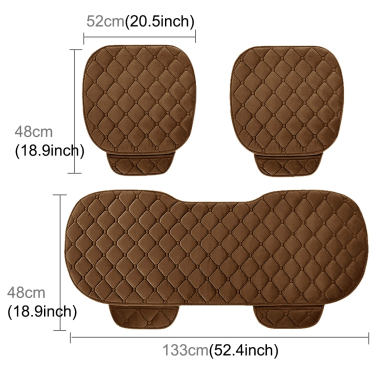 3 PCS / Set Luxurious Warm Car Seat Cover Cushion Universal Front Back Seat Covers Car Non-slip Chair Pad Warm Car Mats No Back Plush Cushion(Coffee) - Seat Accessories by PMC TechLife | Online Shopping South Africa | PMC TechLife | Buy Now Pay Later Mobicred