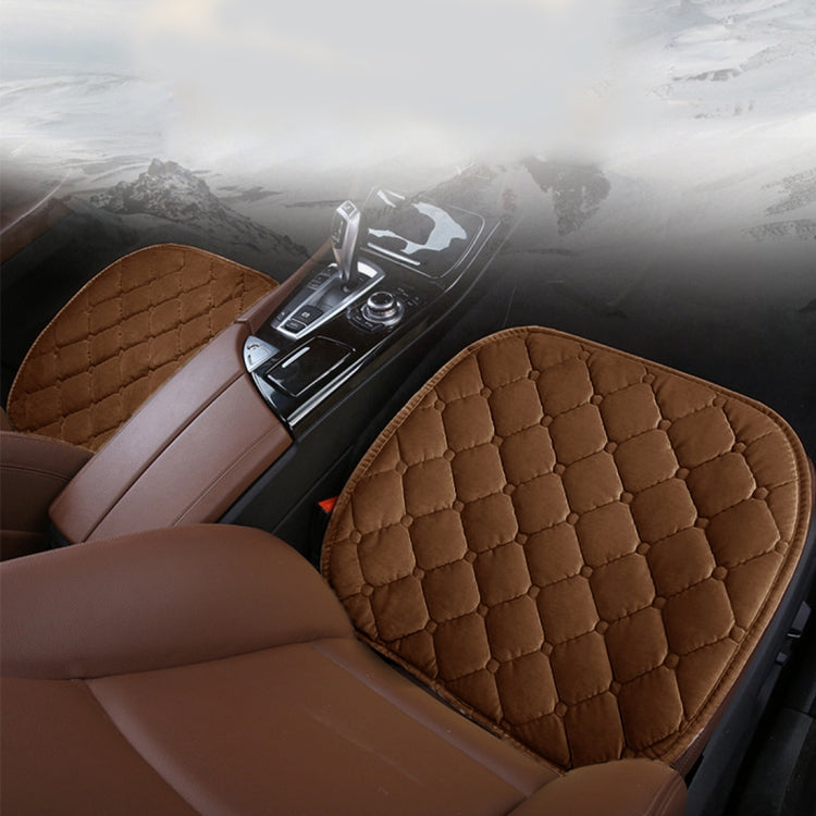 3 PCS / Set Luxurious Warm Car Seat Cover Cushion Universal Front Back Seat Covers Car Non-slip Chair Pad Warm Car Mats No Back Plush Cushion(Coffee) - Seat Accessories by PMC TechLife | Online Shopping South Africa | PMC TechLife | Buy Now Pay Later Mobicred