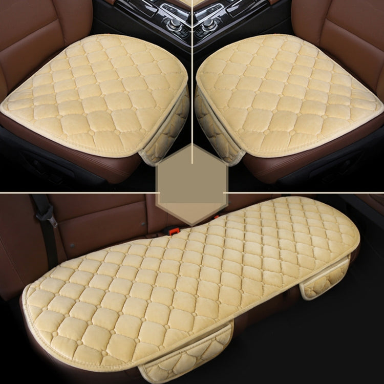 3 PCS / Set Luxurious Warm Car Seat Cover Cushion Universal Front Back Seat Covers Car Non-slip Chair Pad Warm Car Mats No Back Plush Cushion(Khaki) - Seat Accessories by PMC TechLife | Online Shopping South Africa | PMC TechLife | Buy Now Pay Later Mobicred