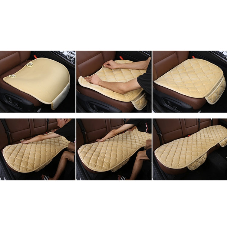 3 PCS / Set Luxurious Warm Car Seat Cover Cushion Universal Front Back Seat Covers Car Non-slip Chair Pad Warm Car Mats No Back Plush Cushion(Khaki) - Seat Accessories by PMC TechLife | Online Shopping South Africa | PMC TechLife | Buy Now Pay Later Mobicred