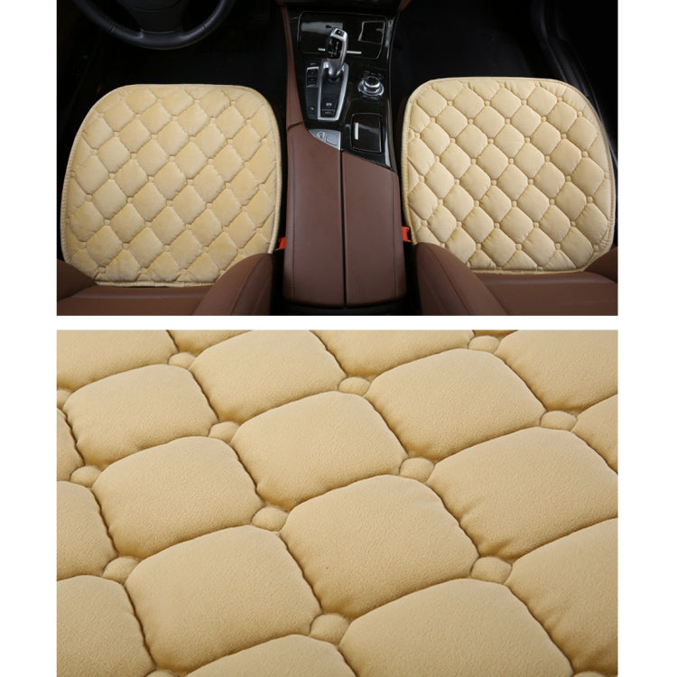 3 PCS / Set Luxurious Warm Car Seat Cover Cushion Universal Front Back Seat Covers Car Non-slip Chair Pad Warm Car Mats No Back Plush Cushion(Khaki) - Seat Accessories by PMC TechLife | Online Shopping South Africa | PMC TechLife | Buy Now Pay Later Mobicred