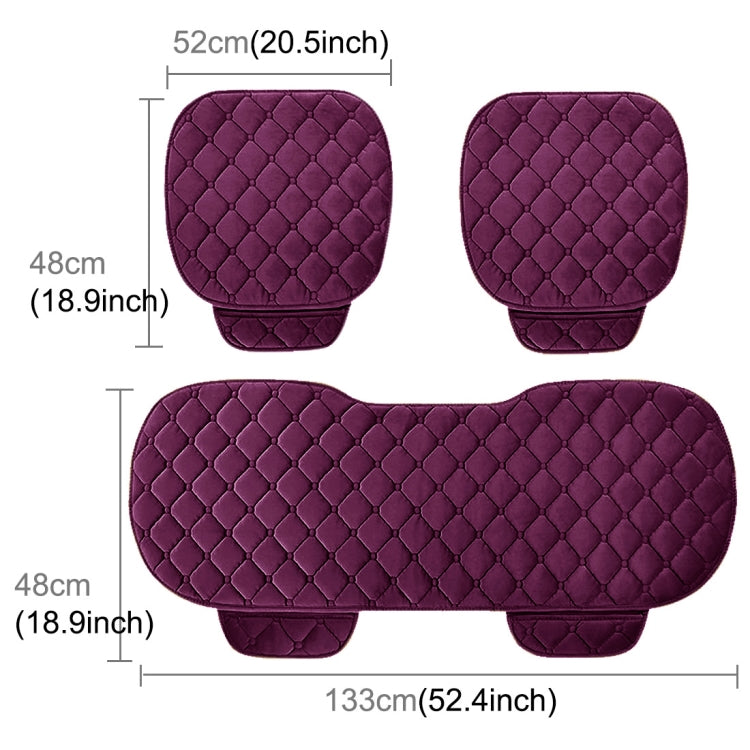3 PCS / Set Luxurious Warm Car Seat Cover Cushion Universal Front Back Seat Covers Car Non-slip Chair Pad Warm Car Mats No Back Plush Cushion(Purple) - Seat Accessories by PMC TechLife | Online Shopping South Africa | PMC TechLife | Buy Now Pay Later Mobicred