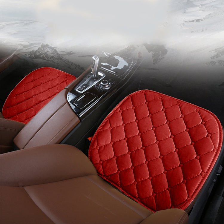 3 PCS / Set Luxurious Warm Car Seat Cover Cushion Universal Front Back Seat Covers Car Non-slip Chair Pad Warm Car Mats No Back Plush Cushion(Red) - Seat Accessories by PMC TechLife | Online Shopping South Africa | PMC TechLife | Buy Now Pay Later Mobicred