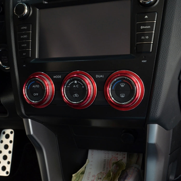 3 PCS Car Aluminum Air Conditioner Knob Case For Subaru(Red) - Decoration Rings by PMC Jewellery | Online Shopping South Africa | PMC Jewellery | Buy Now Pay Later Mobicred