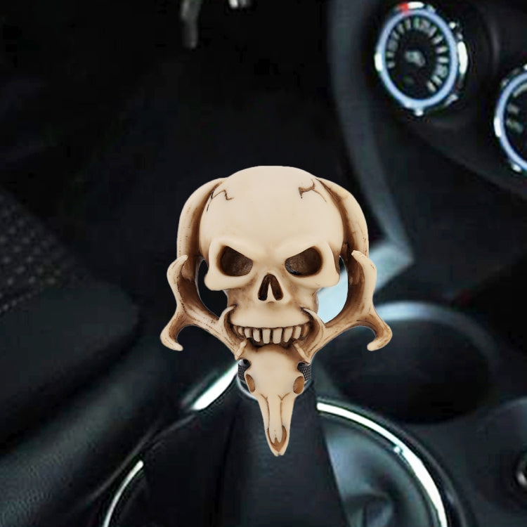 Universal Vehicle Car Creative Skull Double Heads Shaped Shifter Cover Manual Automatic Gear Shift Knob (Beige) - Shift Knob by PMC TechLife | Online Shopping South Africa | PMC TechLife | Buy Now Pay Later Mobicred